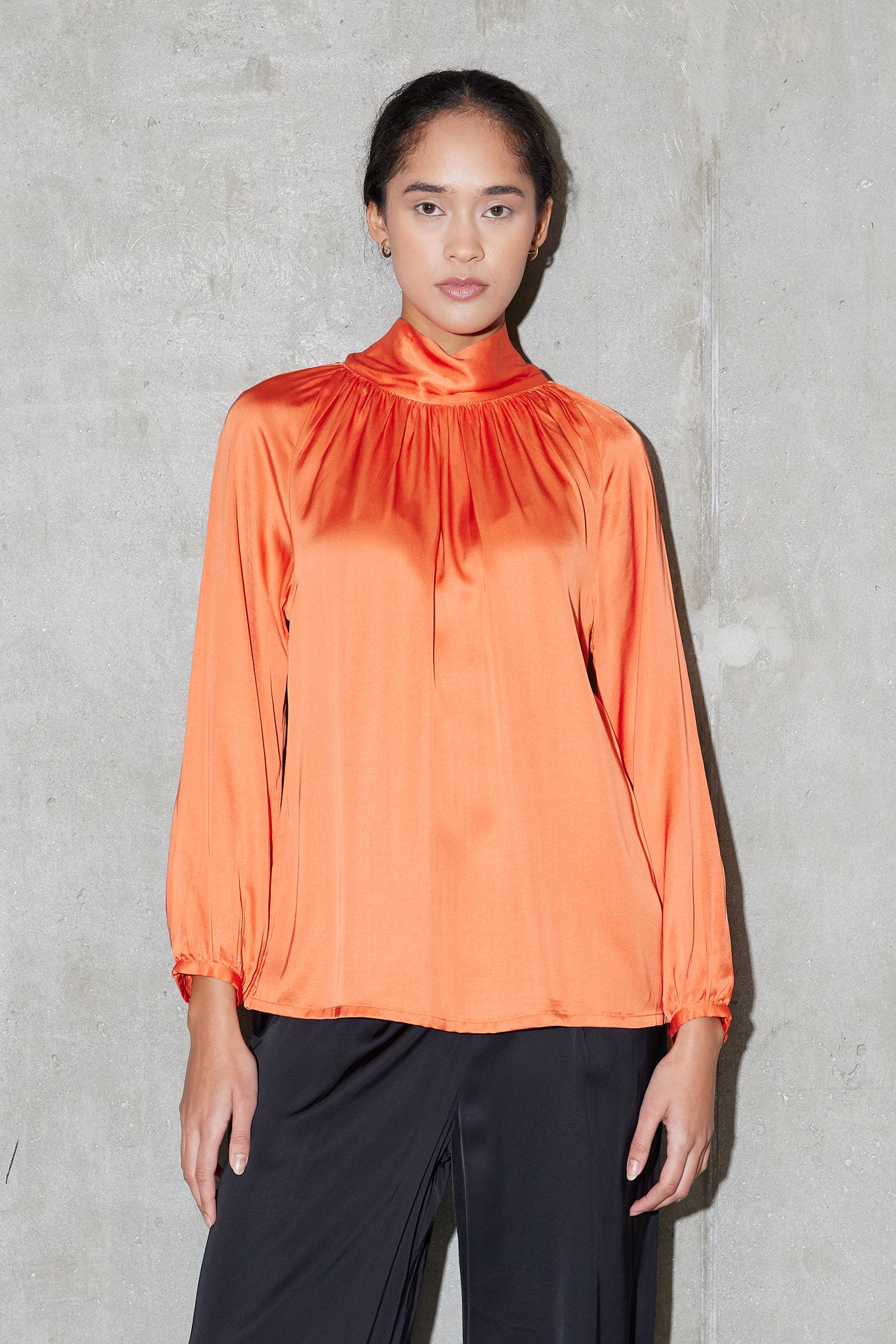 Orange satin blouse Clair Blouse SANSU